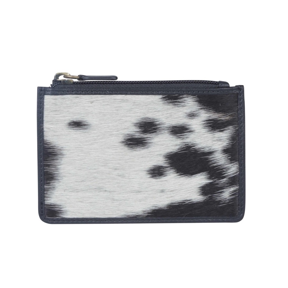 NWT Zipper Cowhide & Leather Card Holder